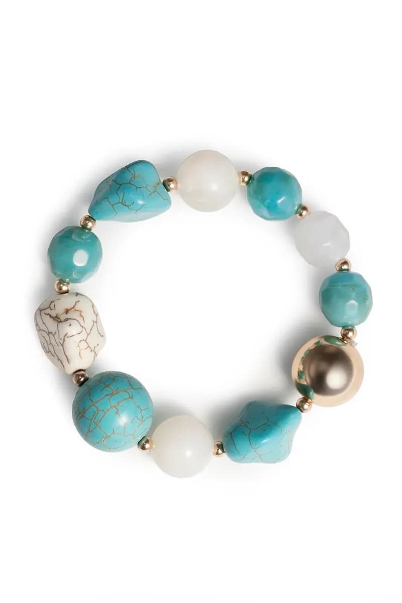 MYA ACCESSORIES | Bracciale elastico con pietre dure turchese - 2