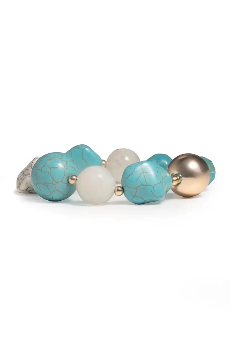 MYA ACCESSORIES | Bracciale elastico con pietre dure turchese - 3