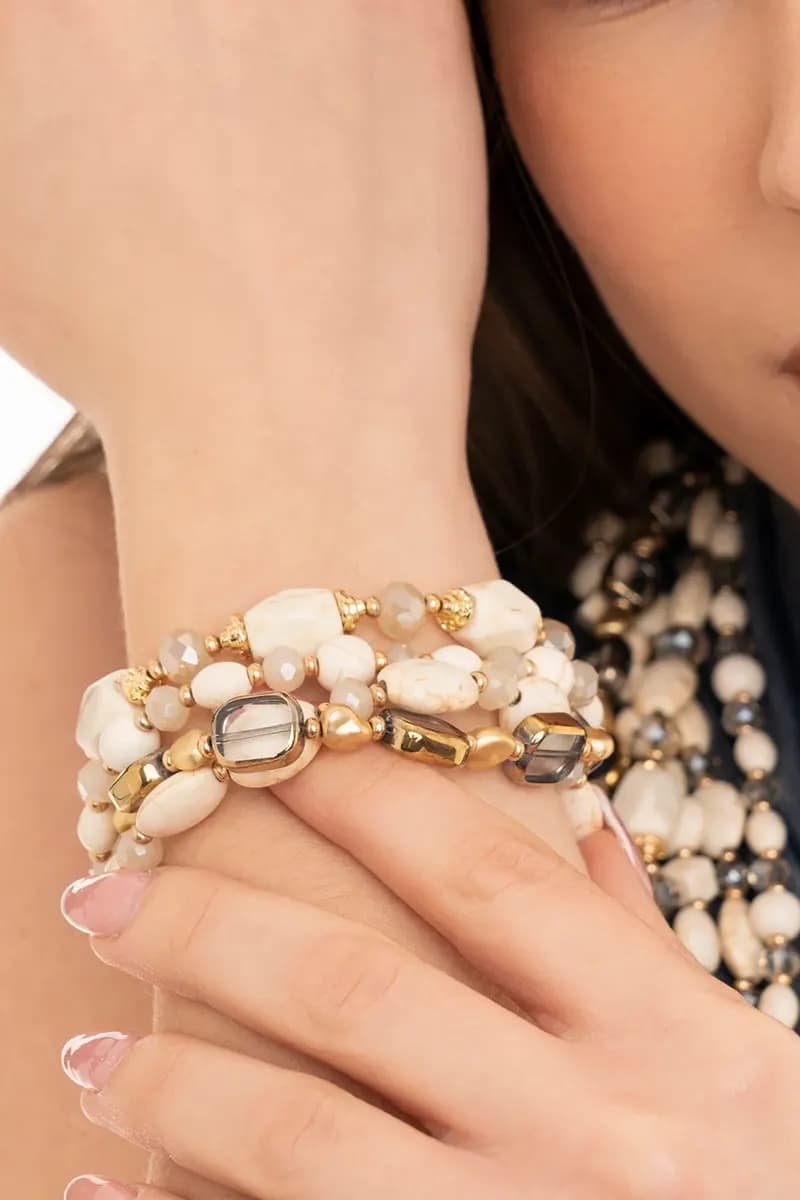 MYA ACCESSORIES | Bracciale elastico multilinee con pietre - 3