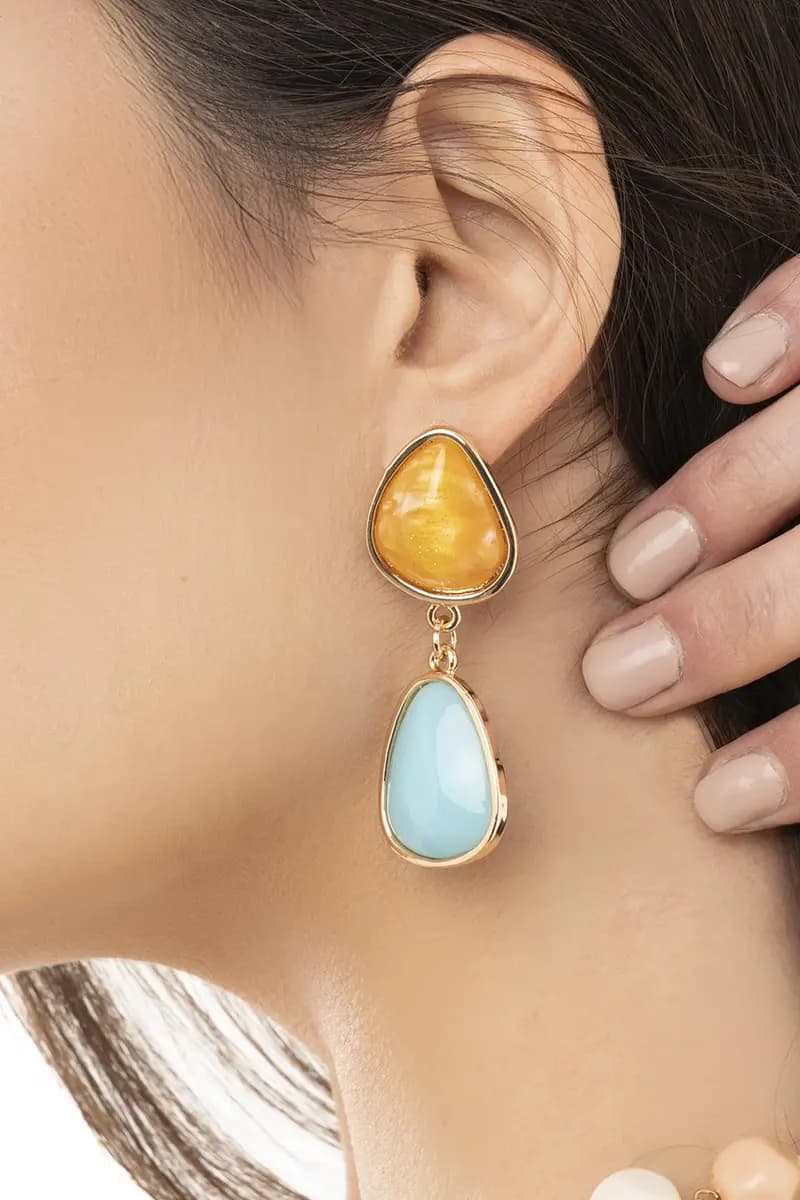 MYA ACCESSORIES | Orecchini pendenti con doppia pietra - 3