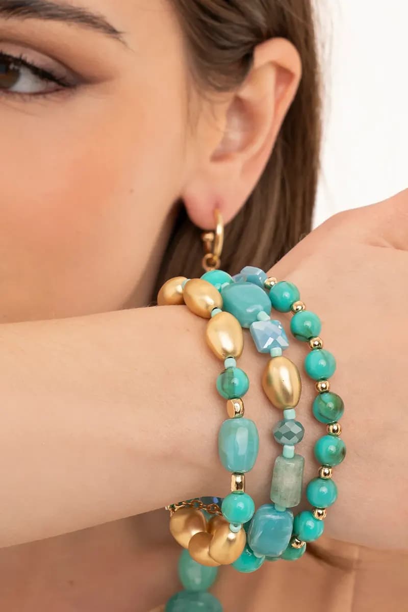 MYA ACCESSORIES | Bracciale elastico tre linee con pepite - 3