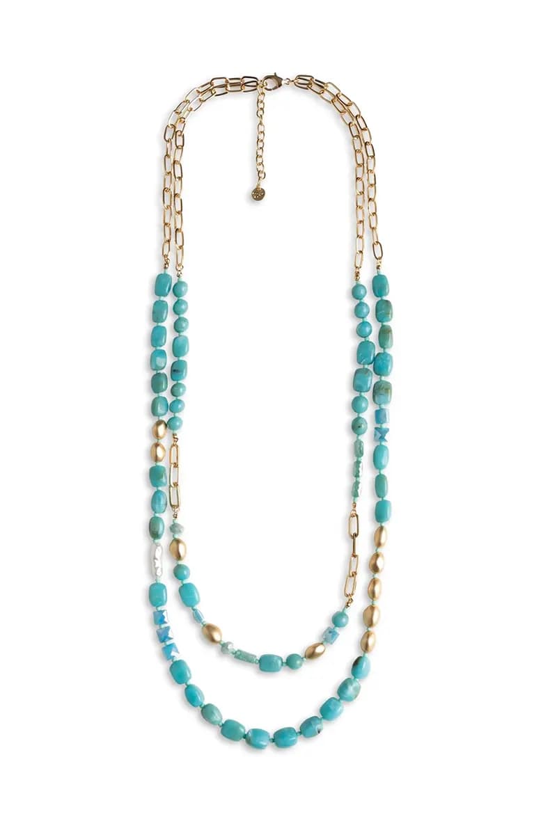 MYA ACCESSORIES | Collana lunga a due linee con pietre - 2
