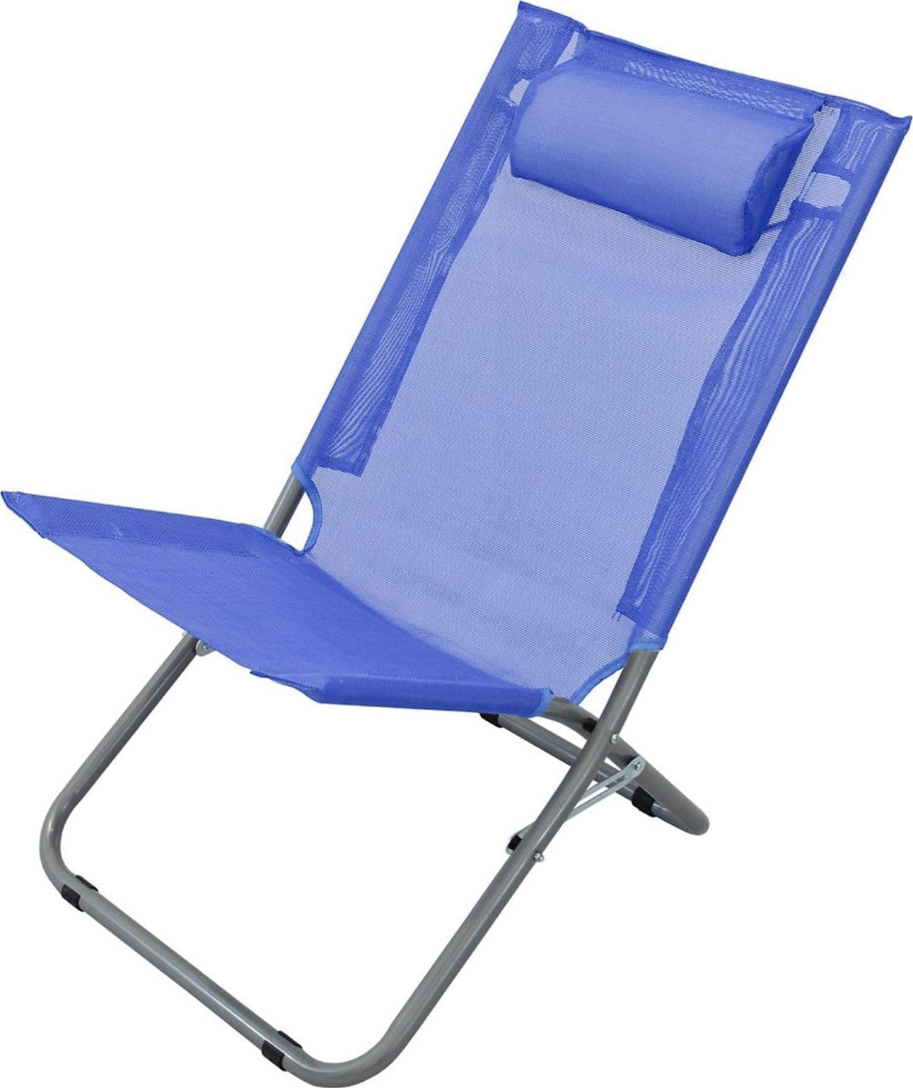 Sedia "Alta steel" in texilene spiaggina da mare pieghevole blu struttura in metallo - 1