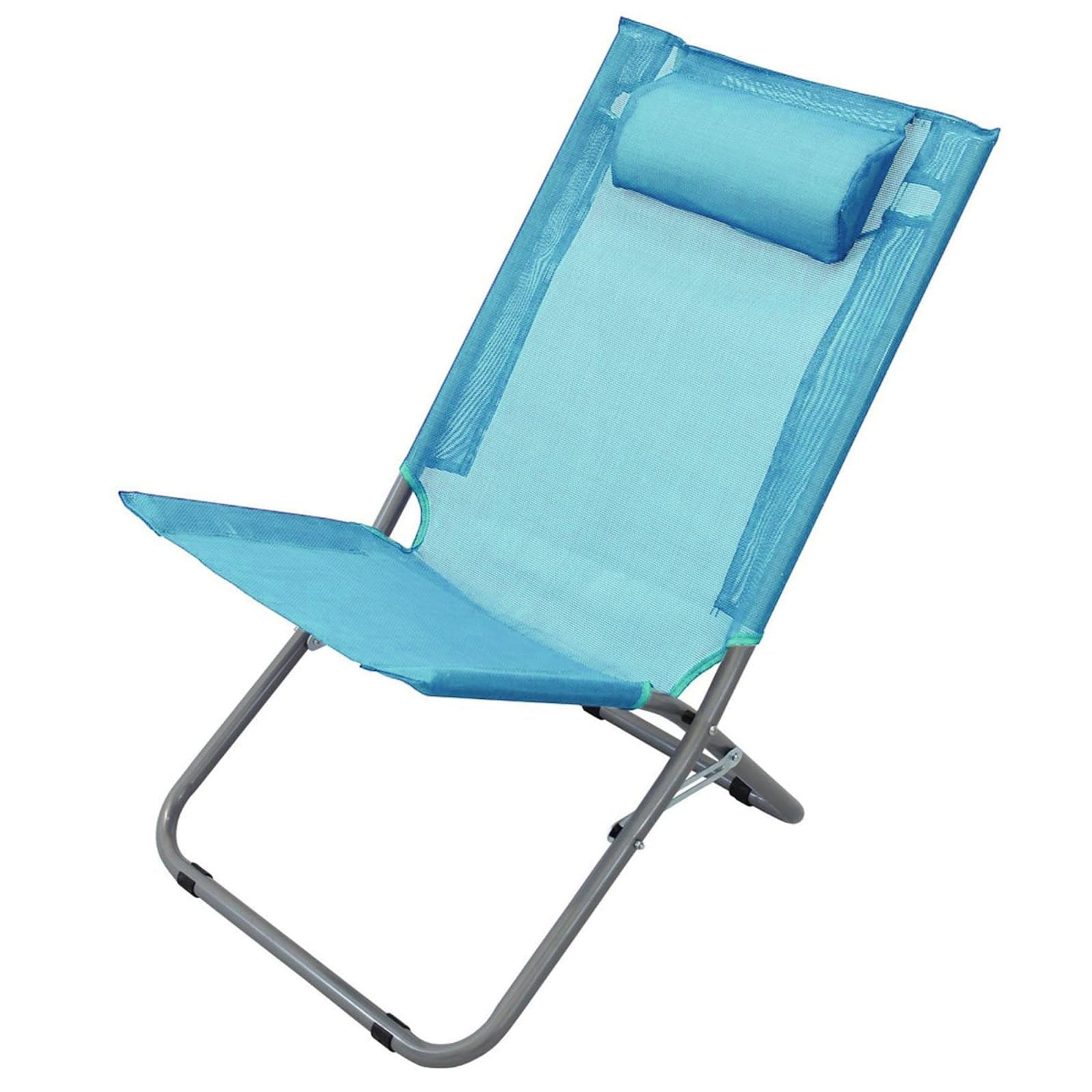 Sedia "Alta steel" in texilene spiaggina da mare pieghevole blu struttura in metallo - 7