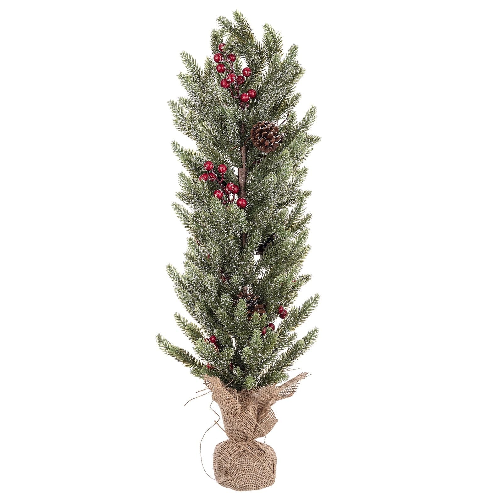 Albero di Natale "Pino Oliver" Pinetto innevato con bacche rosse in PE effetto Real Touch - 4