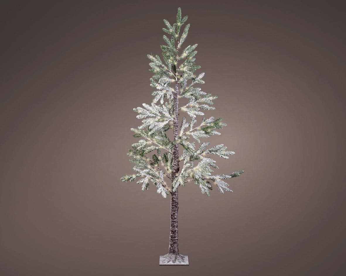 Albero di Pino, con luci a led in PE Effetto Real Touch innevato - 8