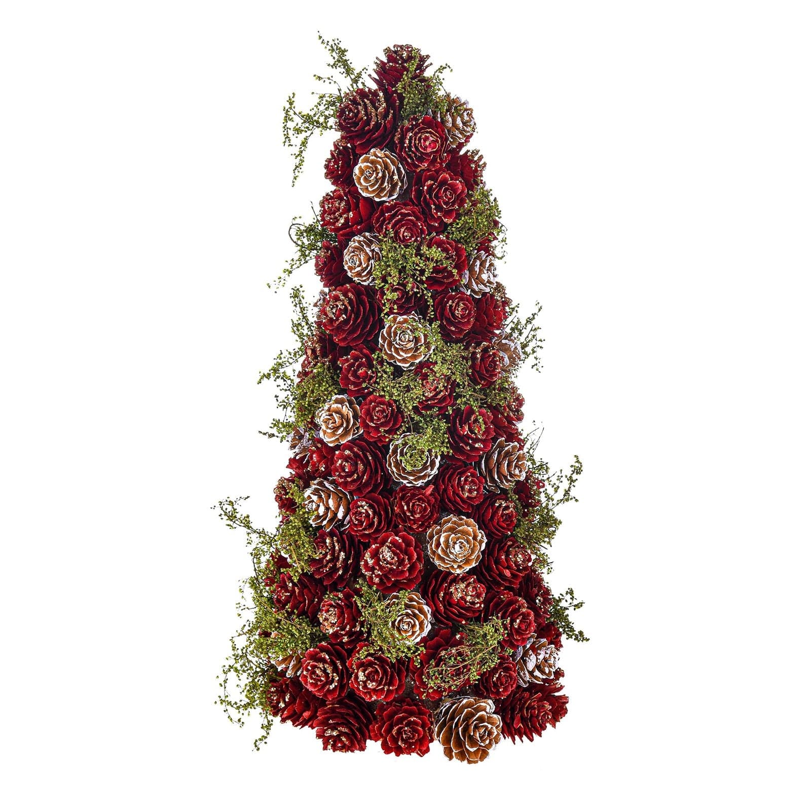 Alberello di Natale Cono di Pigne Rosso e Verde decorazione natalizia da 30 cm - 4