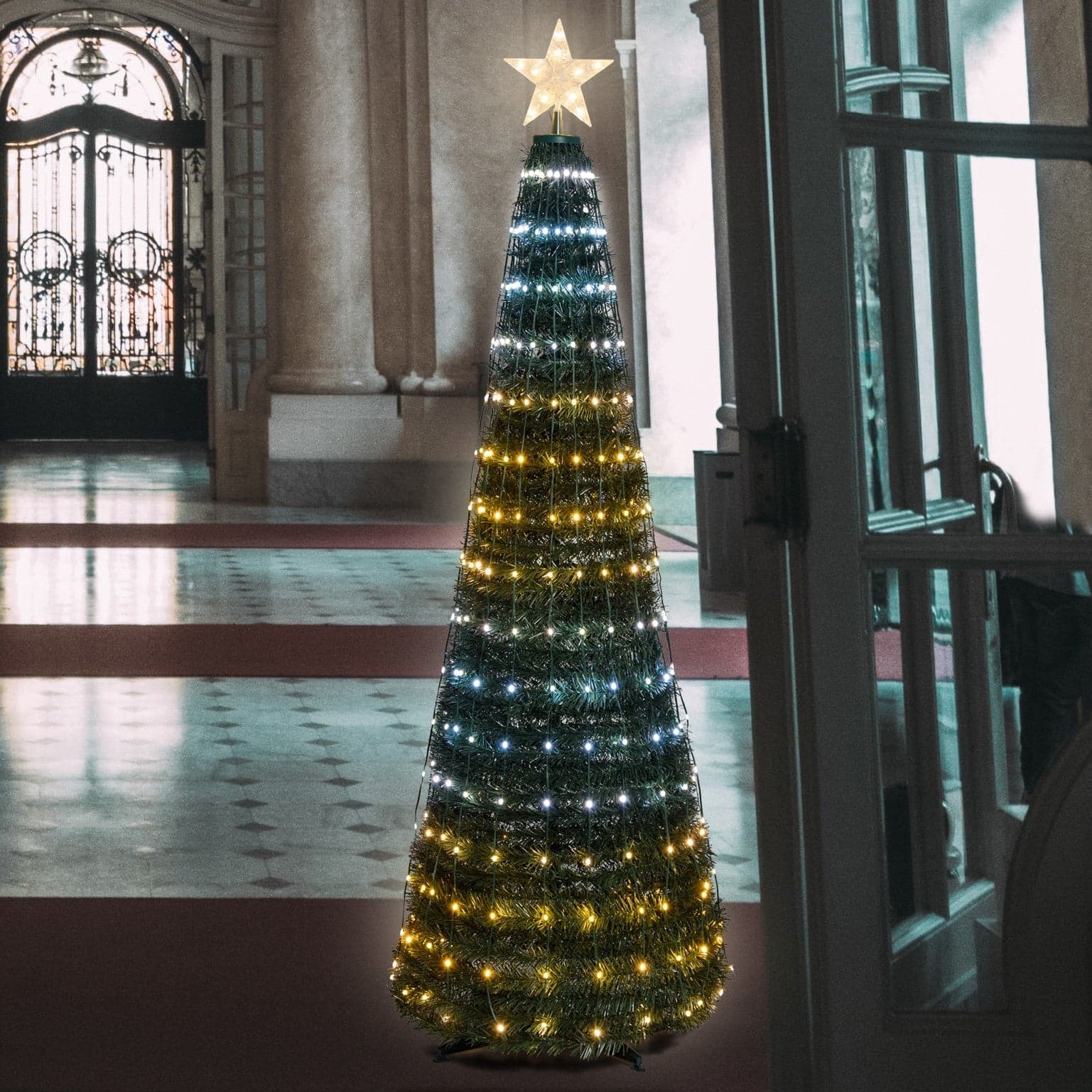 Albero di Natale conico in PVC con gocce di luce pixel led per decorazioni natalizie - 2
