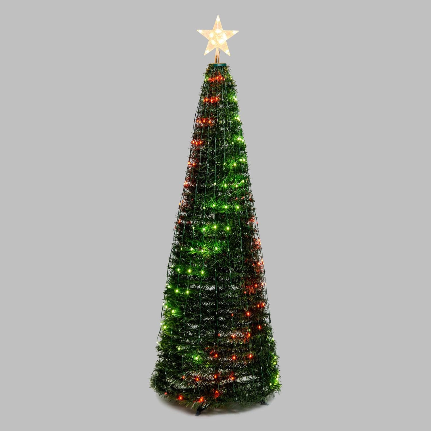 Albero di Natale conico in PVC con gocce di luce pixel led per decorazioni natalizie - 16
