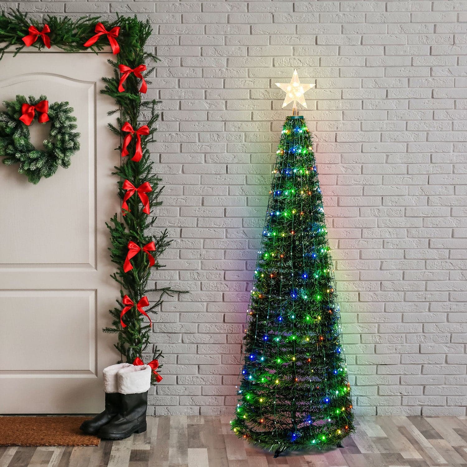 Albero di Natale conico in PVC con gocce di luce pixel led per decorazioni natalizie - 18