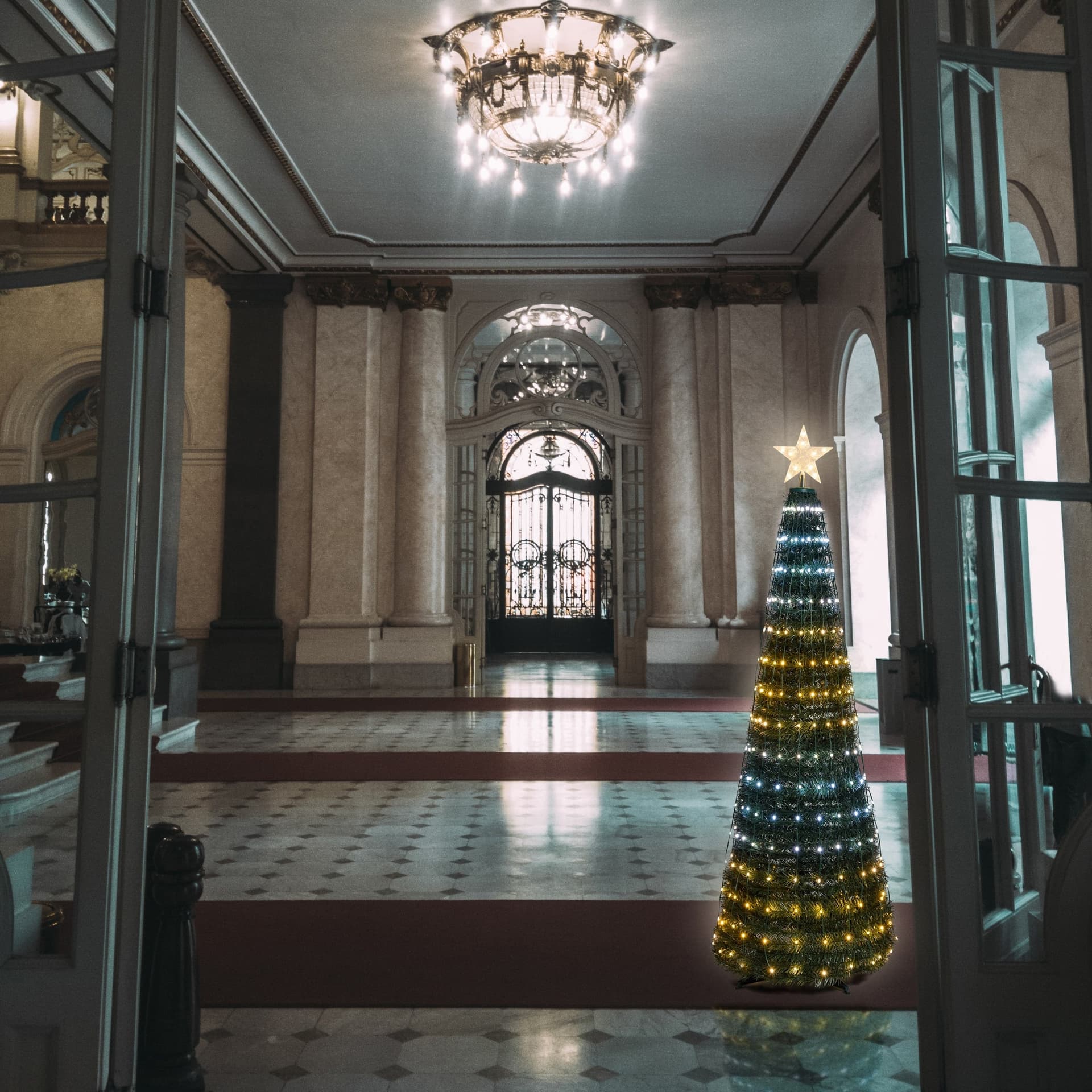 Albero di Natale conico in PVC con gocce di luce pixel led per decorazioni natalizie - 9