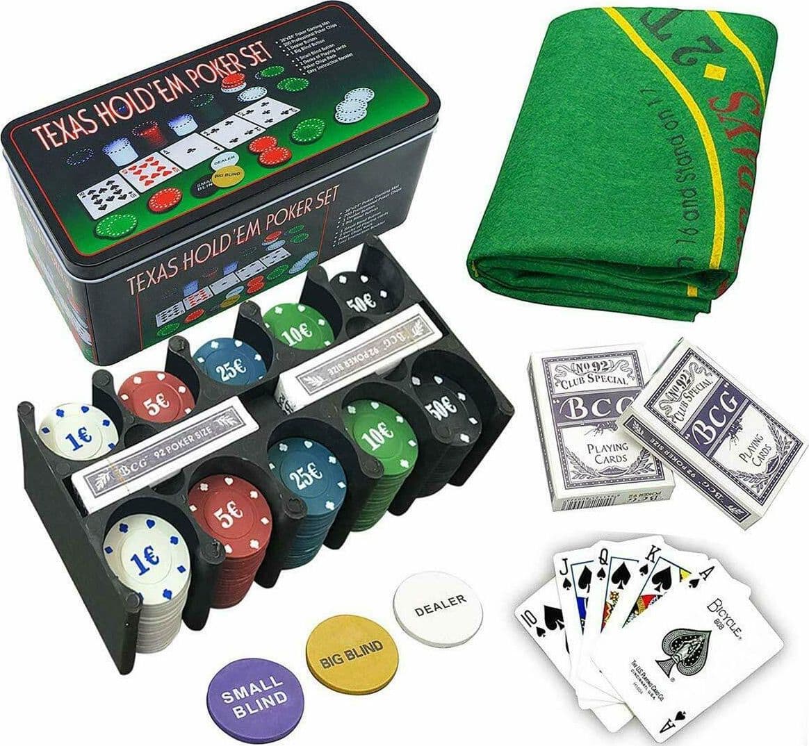 Set da Poker completo per giochi da tavola con 200 Chip e scatola in ferro - 2