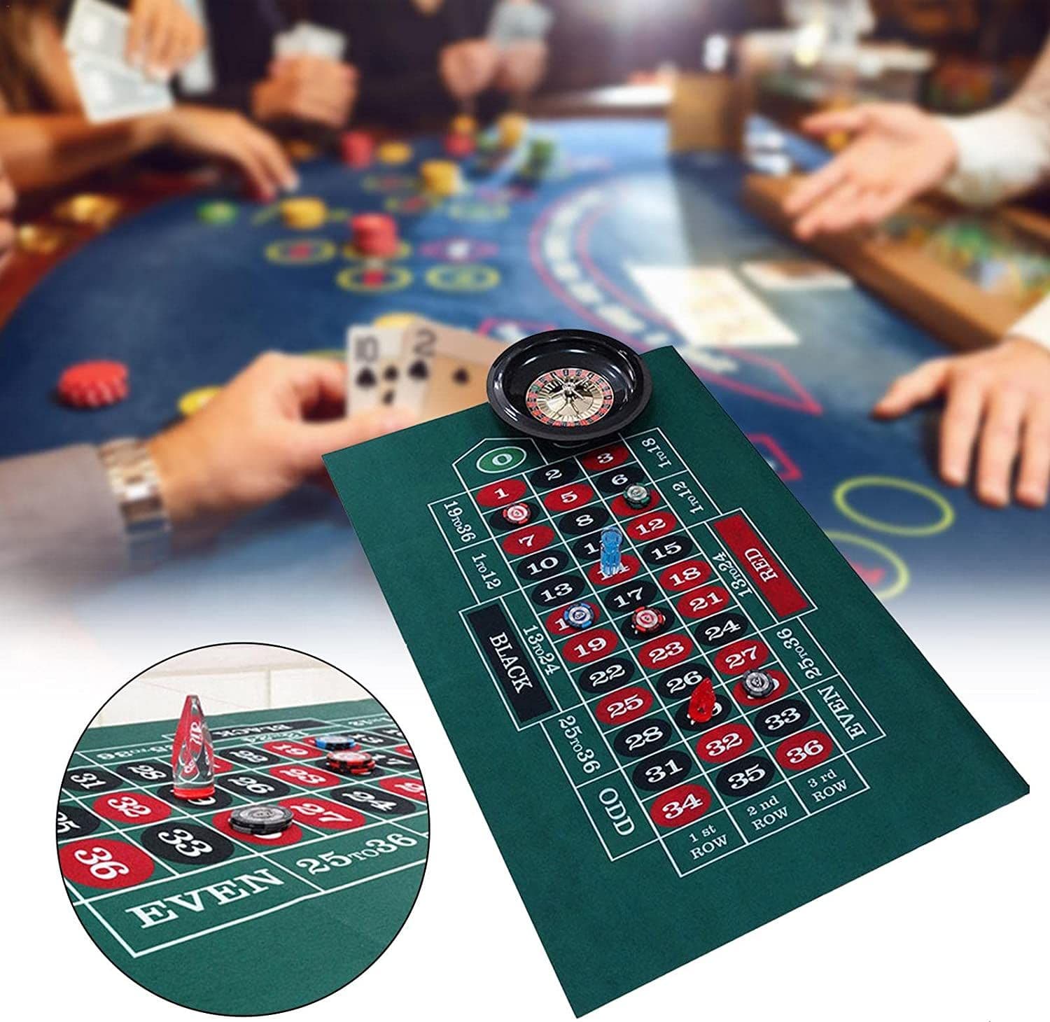 Tappeto copritavolo in panno verde, tovaglia per roulette russa e giochi da tavolo 180 cm - 2