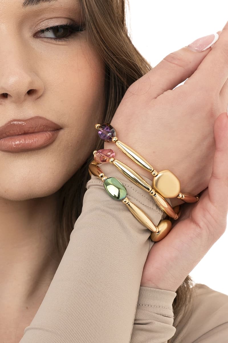 MYA ACCESSORIES | Bracciale acrilico oro con inserti - 2