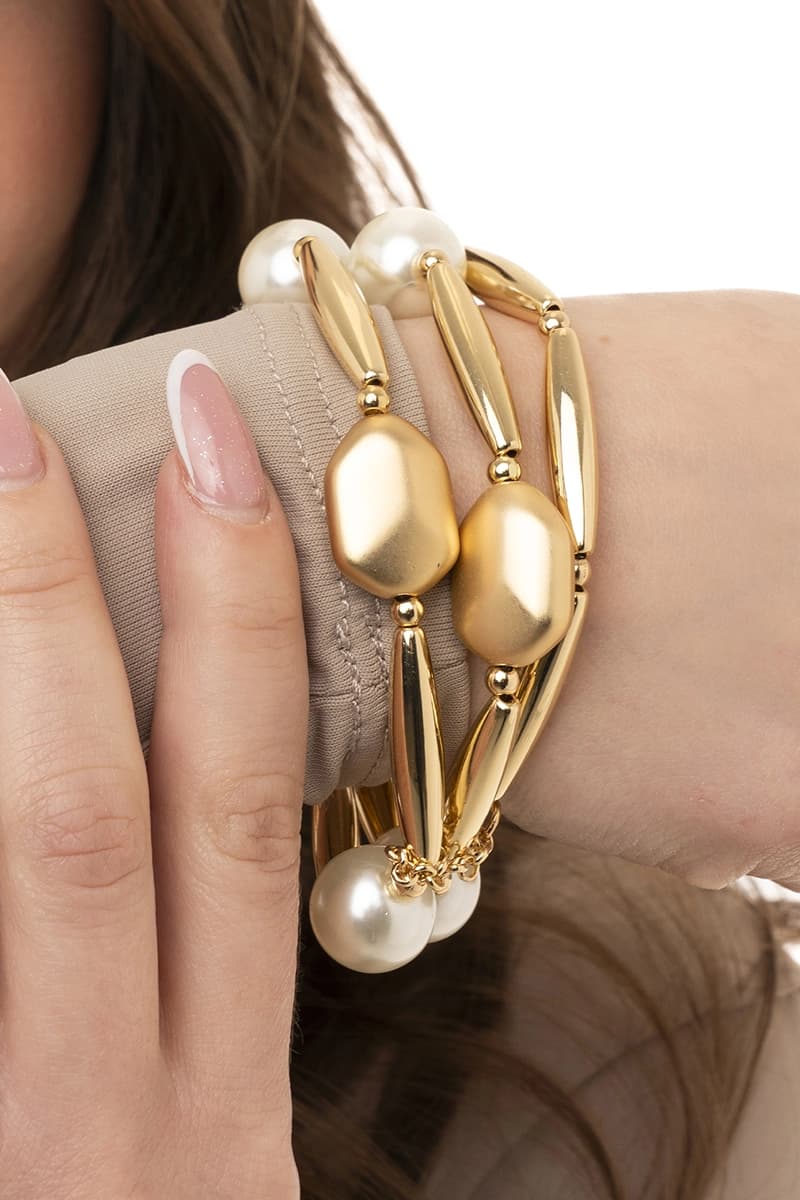 MYA ACCESSORIES | Bracciale acrilico oro con inserti - 2