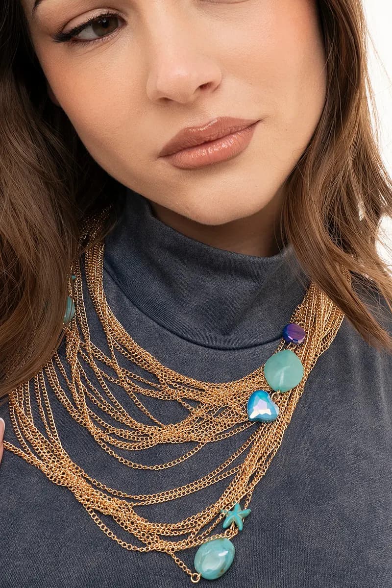 MYA ACCESSORIES | Collana multi catene con inserti marini - 4