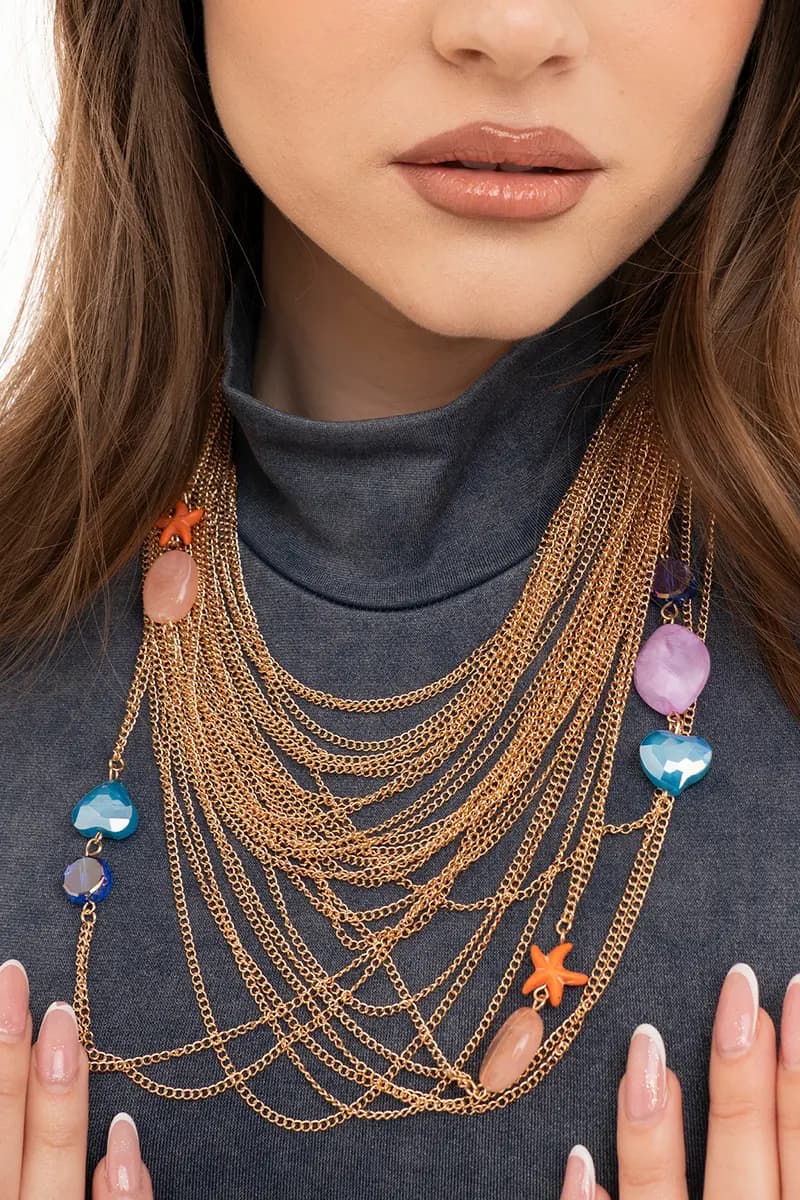 MYA ACCESSORIES | Collana multi catene con inserti marini - 4