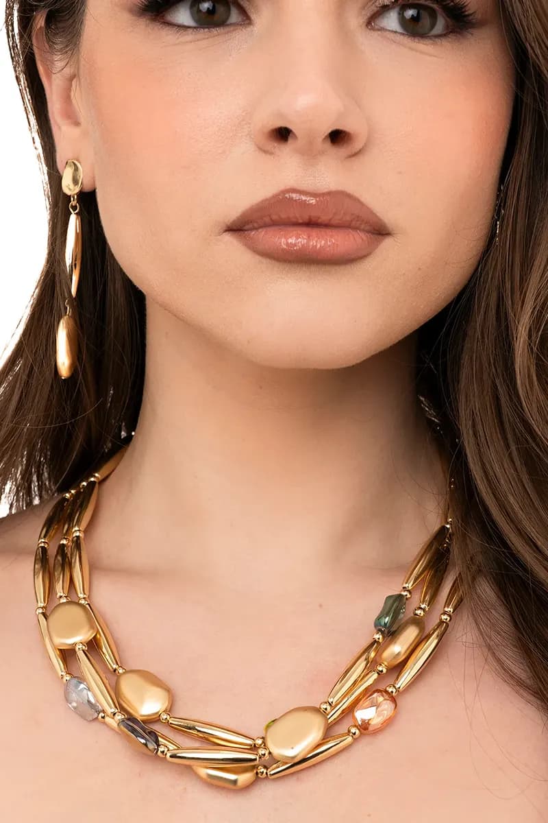 MYA ACCESSORIES | Collana acrilico oro con inserti - 4