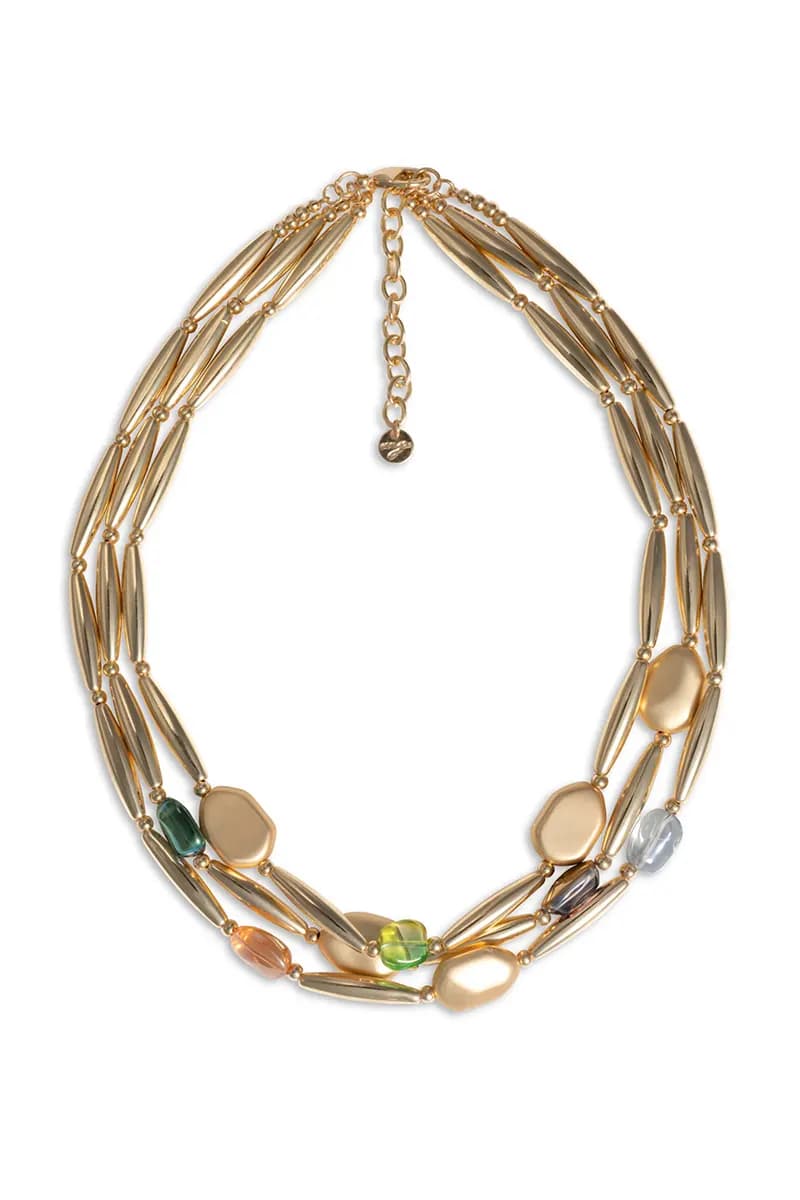 MYA ACCESSORIES | Collana acrilico oro con inserti - 2