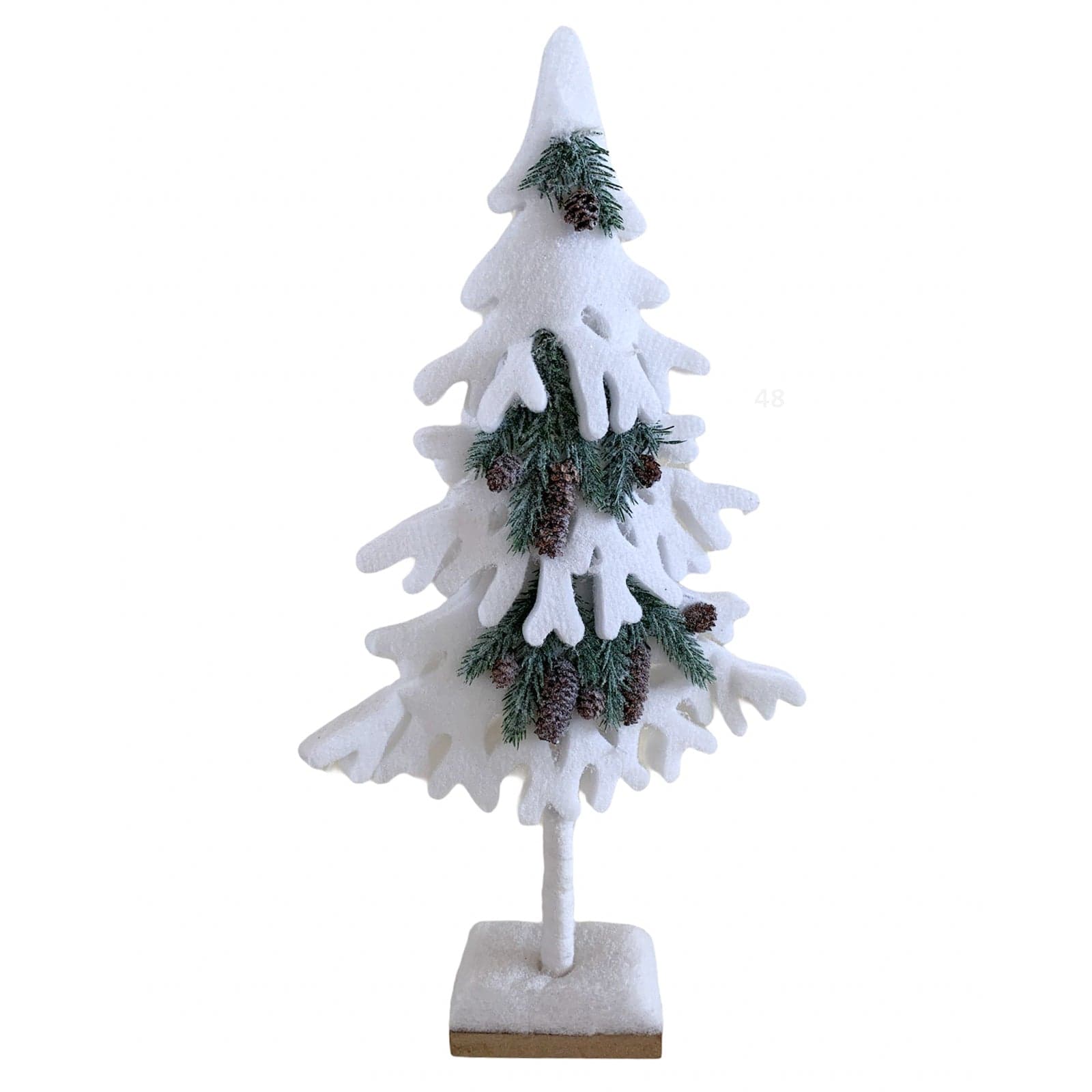 Albero di natale bianco h 58 cm per interno con pigne decorazione natalizia - 2