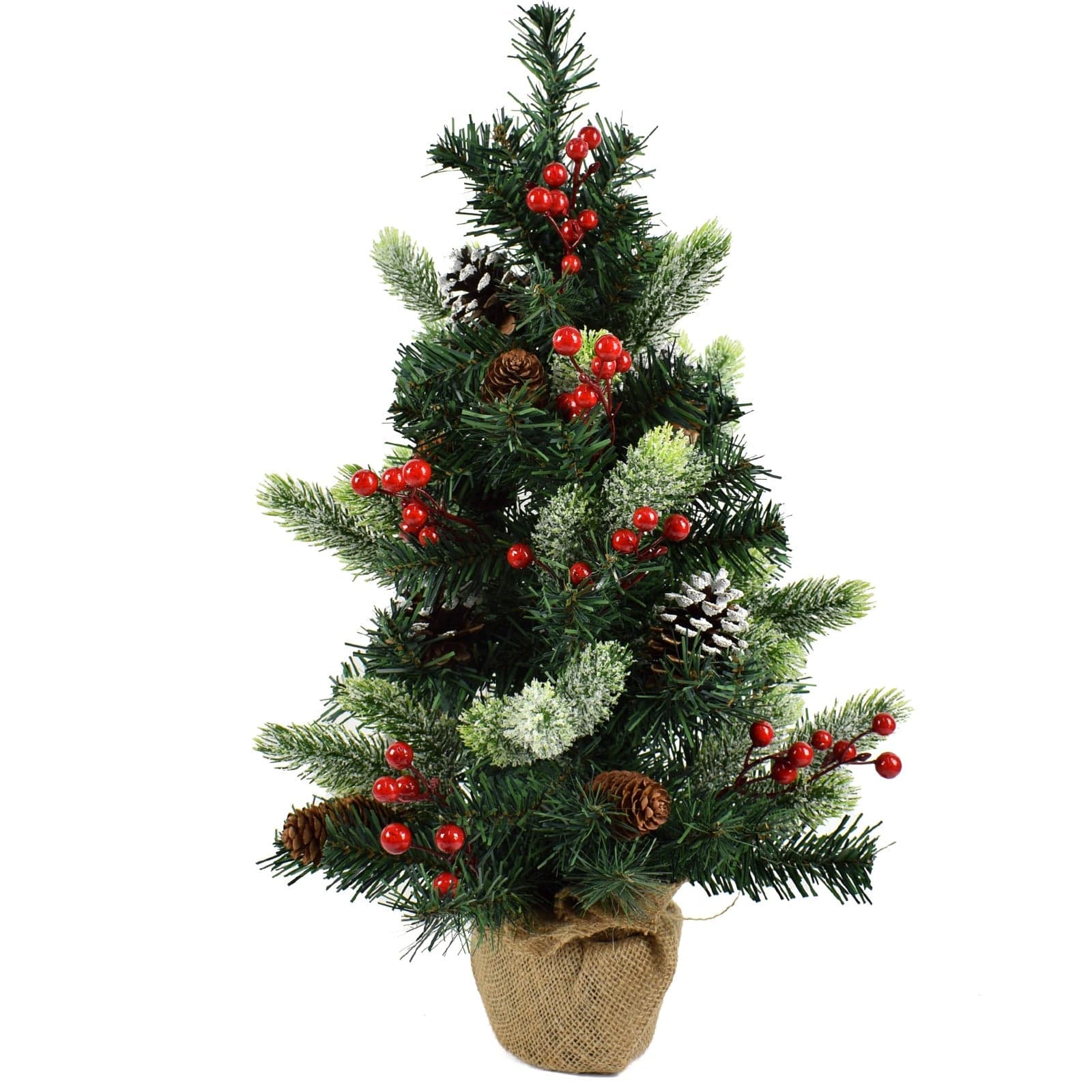 Albero di natale pinetto in PVC + PE effetto Real Touch con pigne e bacche h 60 cm - 3