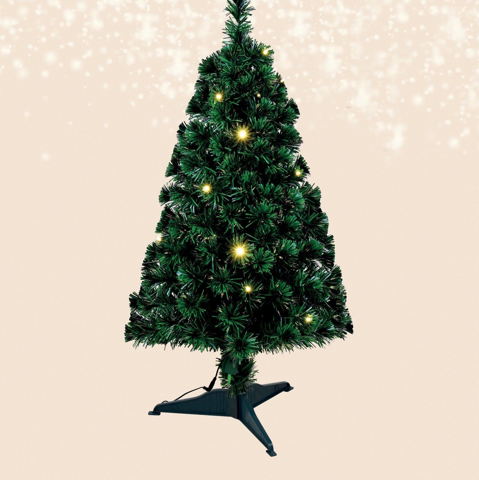 Albero di Natale in PVC con fibre ottiche e led a luce calda "flashing" puntale a stella - 2