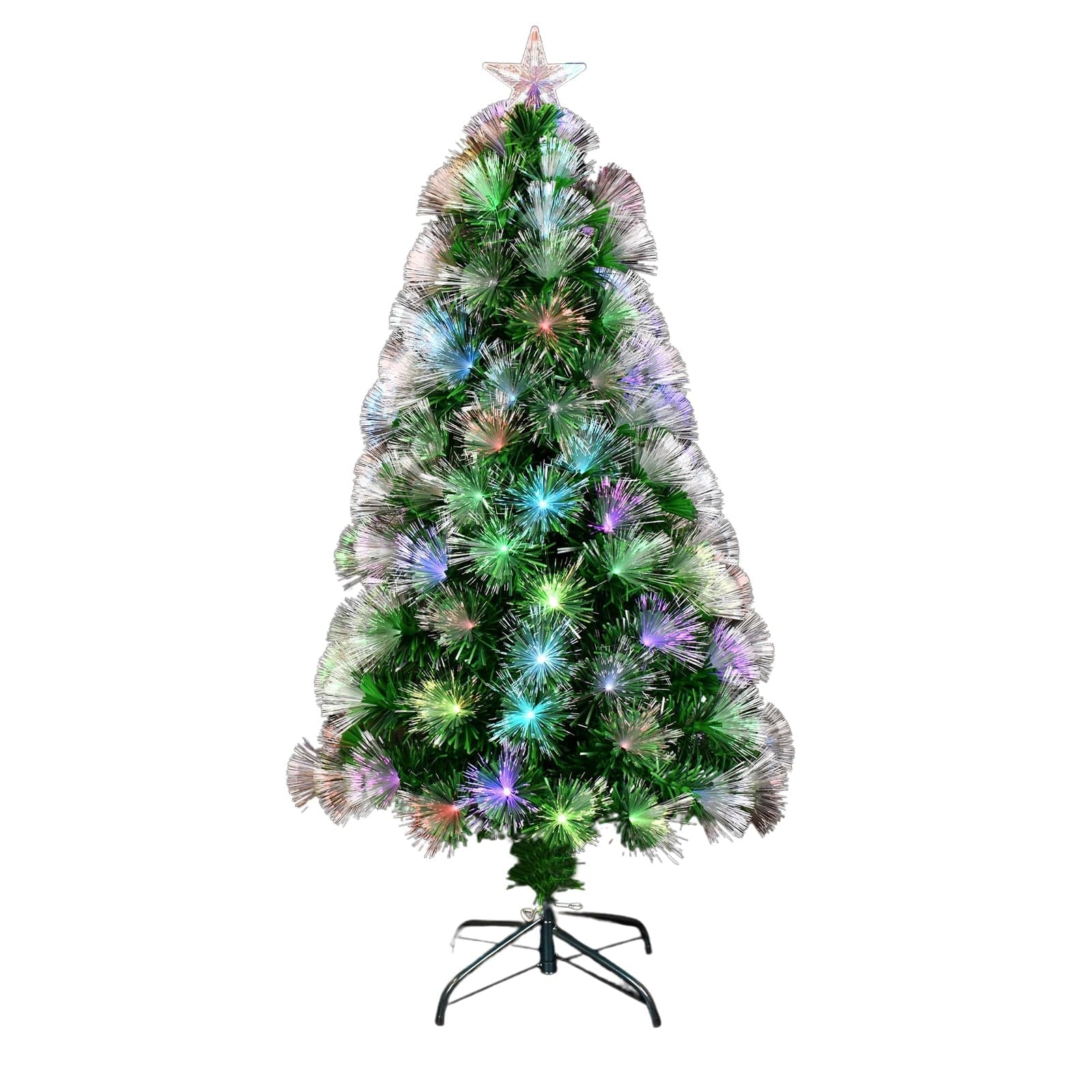 Albero di Natale in PVC con fibre ottiche e led RGB giochi di luce puntale a stella - 4