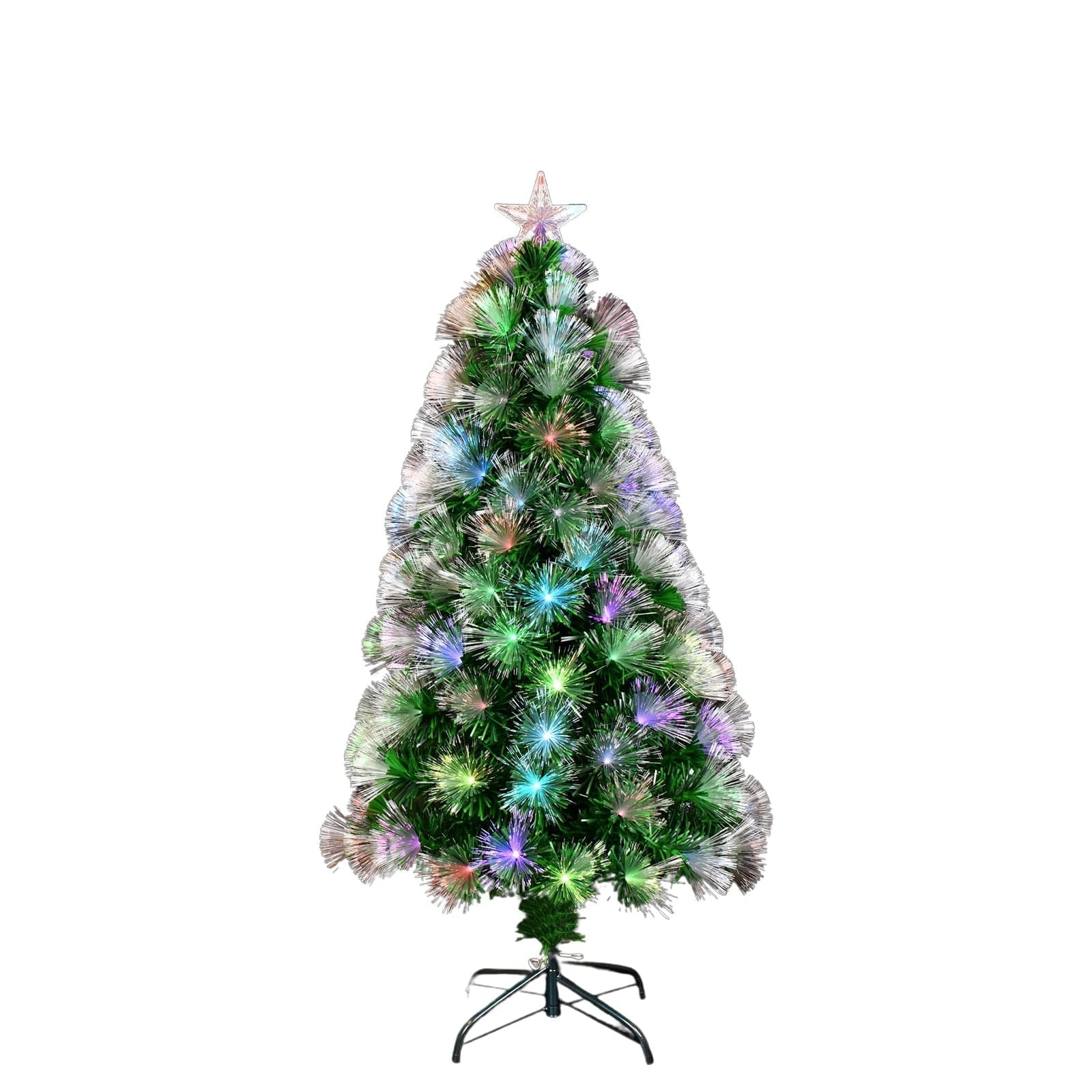 Albero di Natale in PVC con fibre ottiche e led RGB giochi di luce puntale a stella - 2