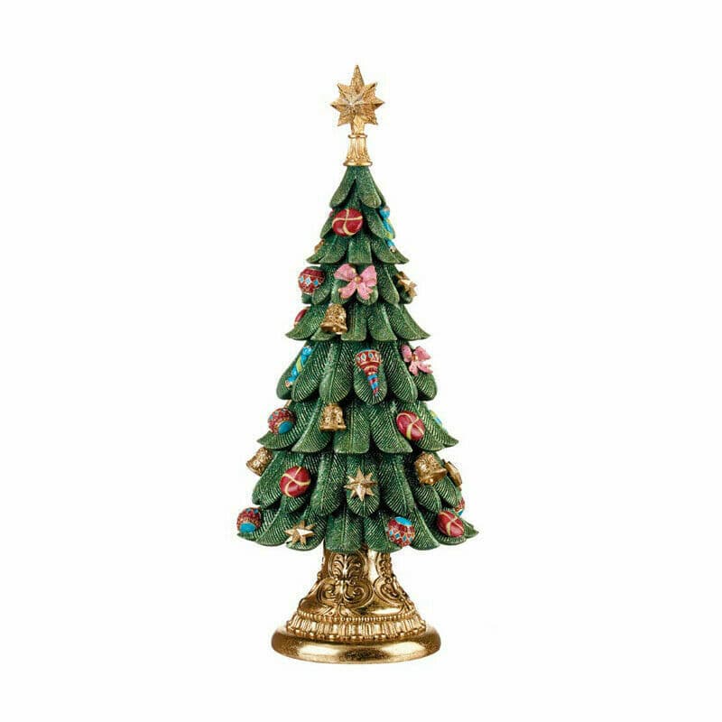 Albero di natale in poliresina verde con led e musica h 60 cm - 4