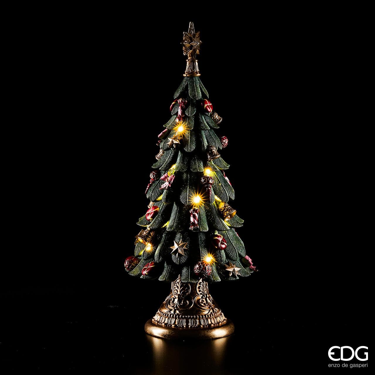Albero di natale in poliresina verde con led e musica h 60 cm - 2