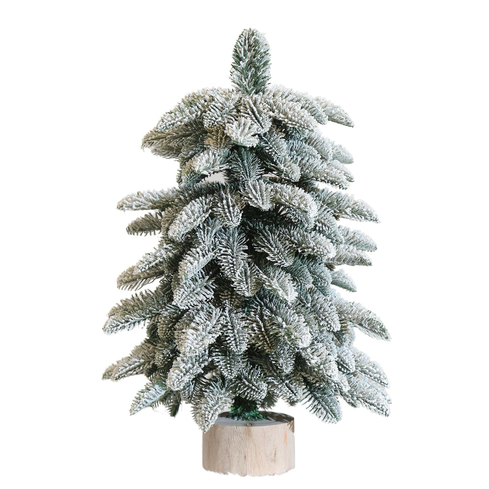 Albero di natale pinetto innevato "Dream" in PE effetto Real Touch e base in legno - 3