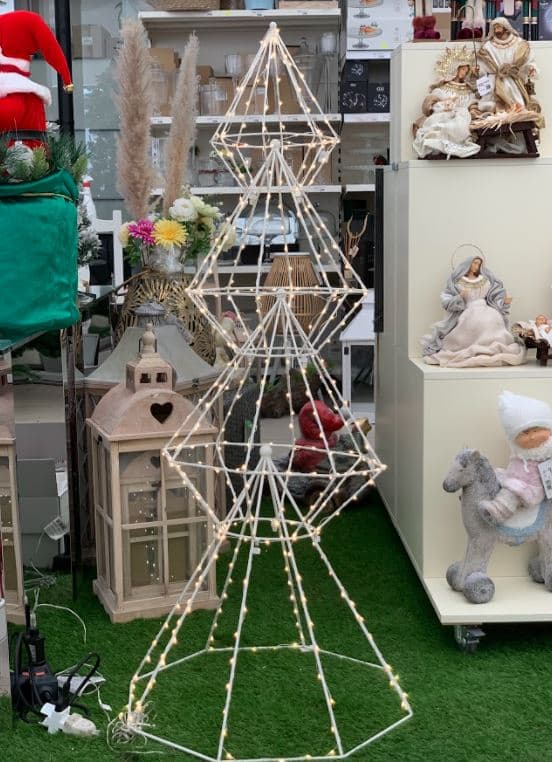 Albero di natale in metallo bianco Espositore porta palline con 600 microled h 140 cm - 2