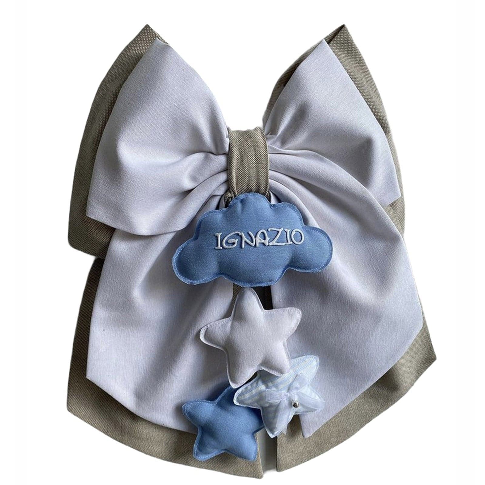 Fiocco nascita in cotone personalizzabile fatto a mano 35 x h 40 cm "Made in Italy" - 75