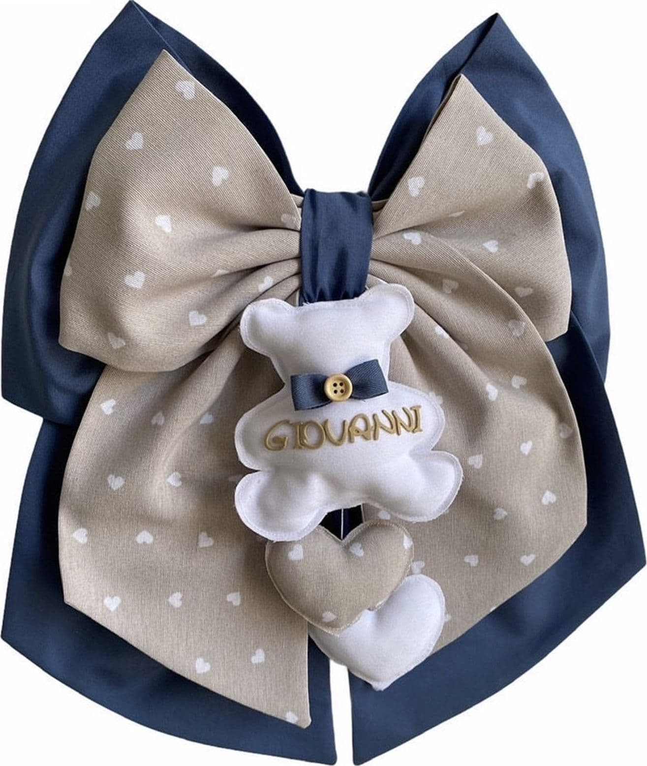 Fiocco nascita in cotone personalizzabile fatto a mano 35 x h 40 cm "Made in Italy" - 80