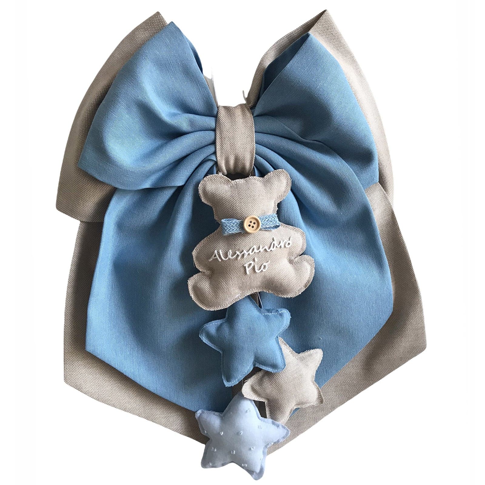 Fiocco nascita in cotone personalizzabile fatto a mano 35 x h 40 cm "Made in Italy" - 79