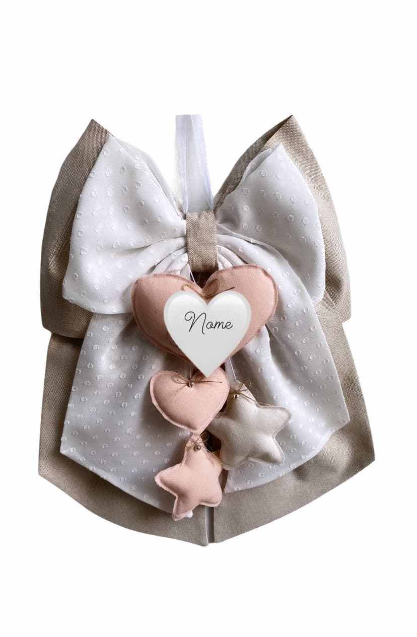 Fiocco nascita in cotone personalizzabile fatto a mano 35 x h 40 cm "Made in Italy" - 67