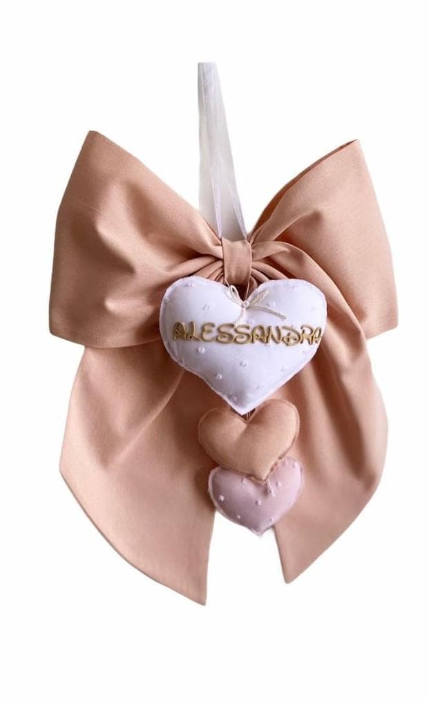 Fiocco nascita in cotone personalizzabile fatto a mano 35 x h 40 cm "Made in Italy" - 63
