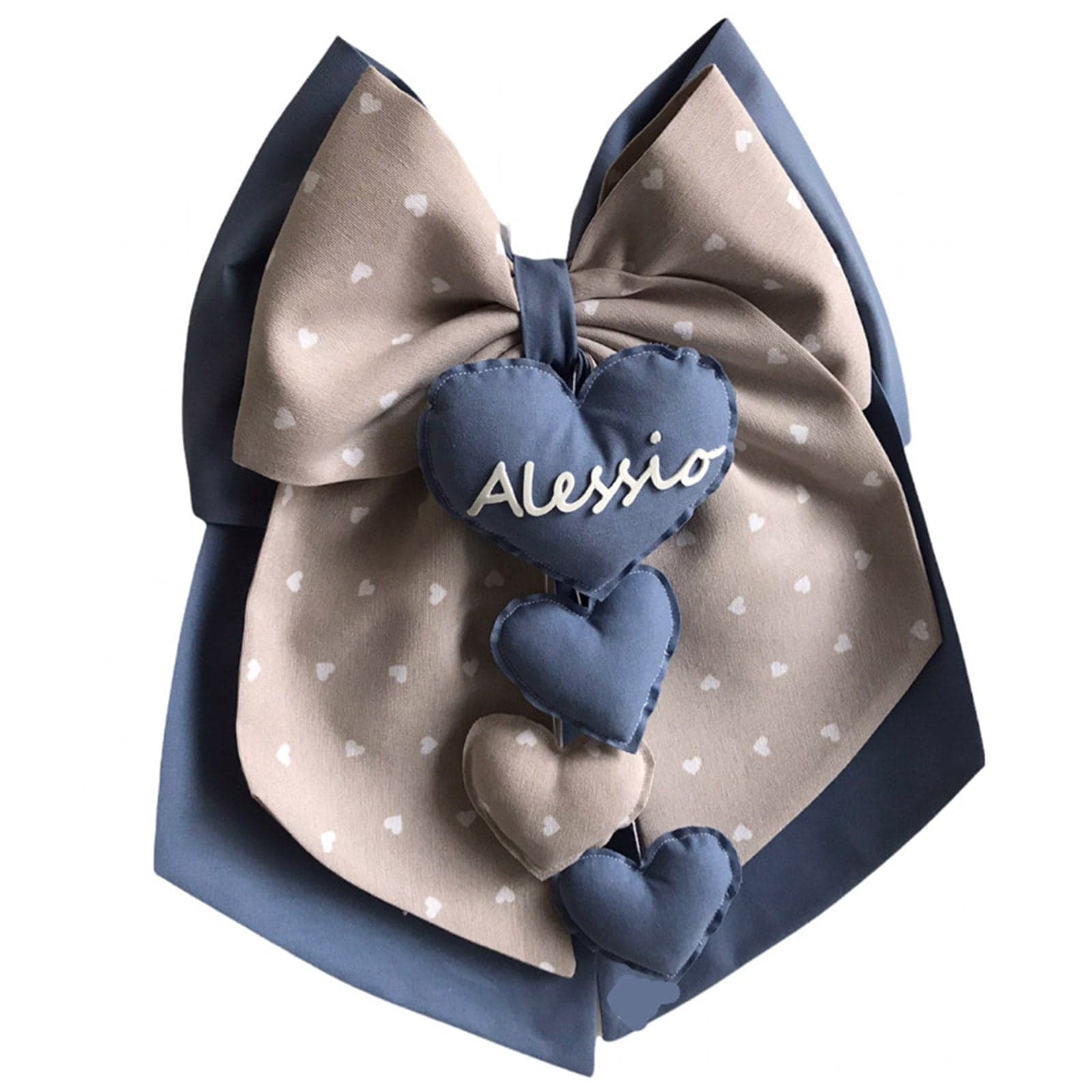 Fiocco nascita in cotone personalizzabile fatto a mano 35 x h 40 cm "Made in Italy" - 101