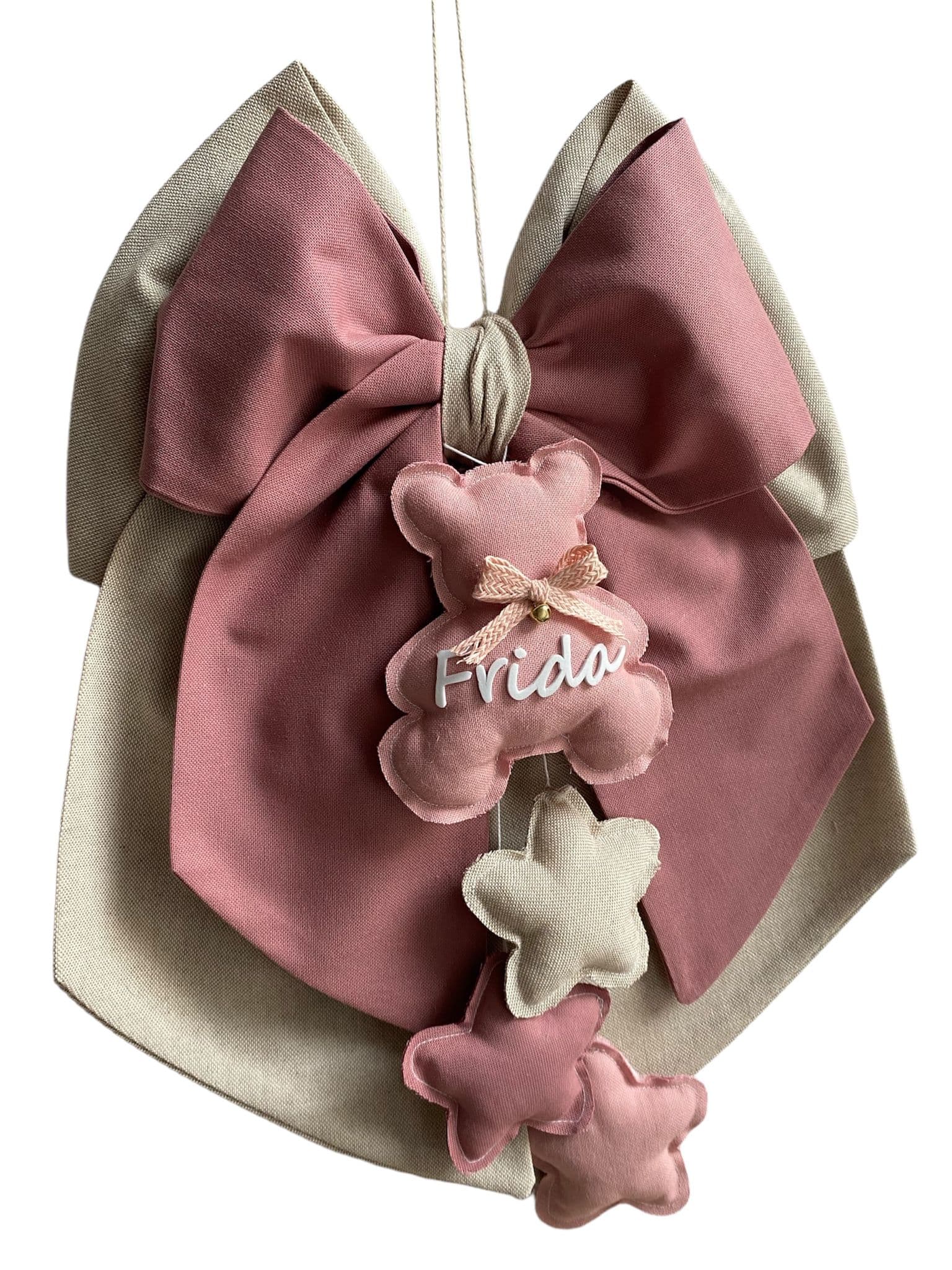 Fiocco nascita in cotone personalizzabile fatto a mano 35 x h 40 cm "Made in Italy" - 115