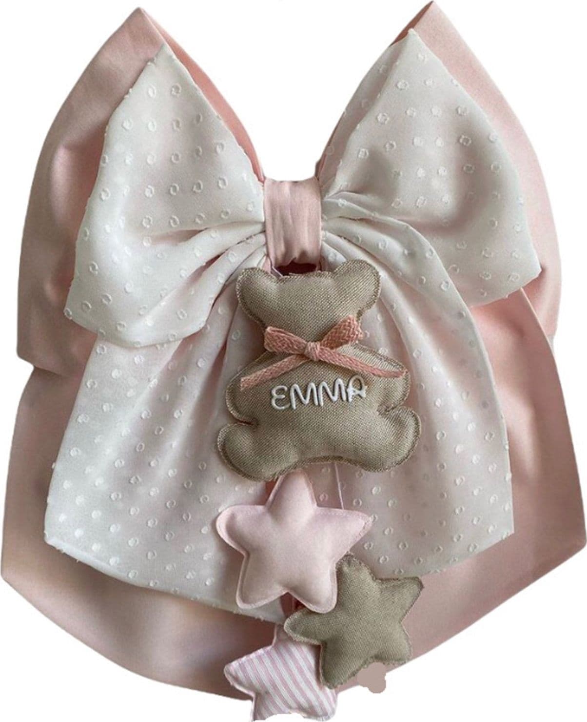 Fiocco nascita in cotone personalizzabile fatto a mano 35 x h 40 cm "Made in Italy" - 97
