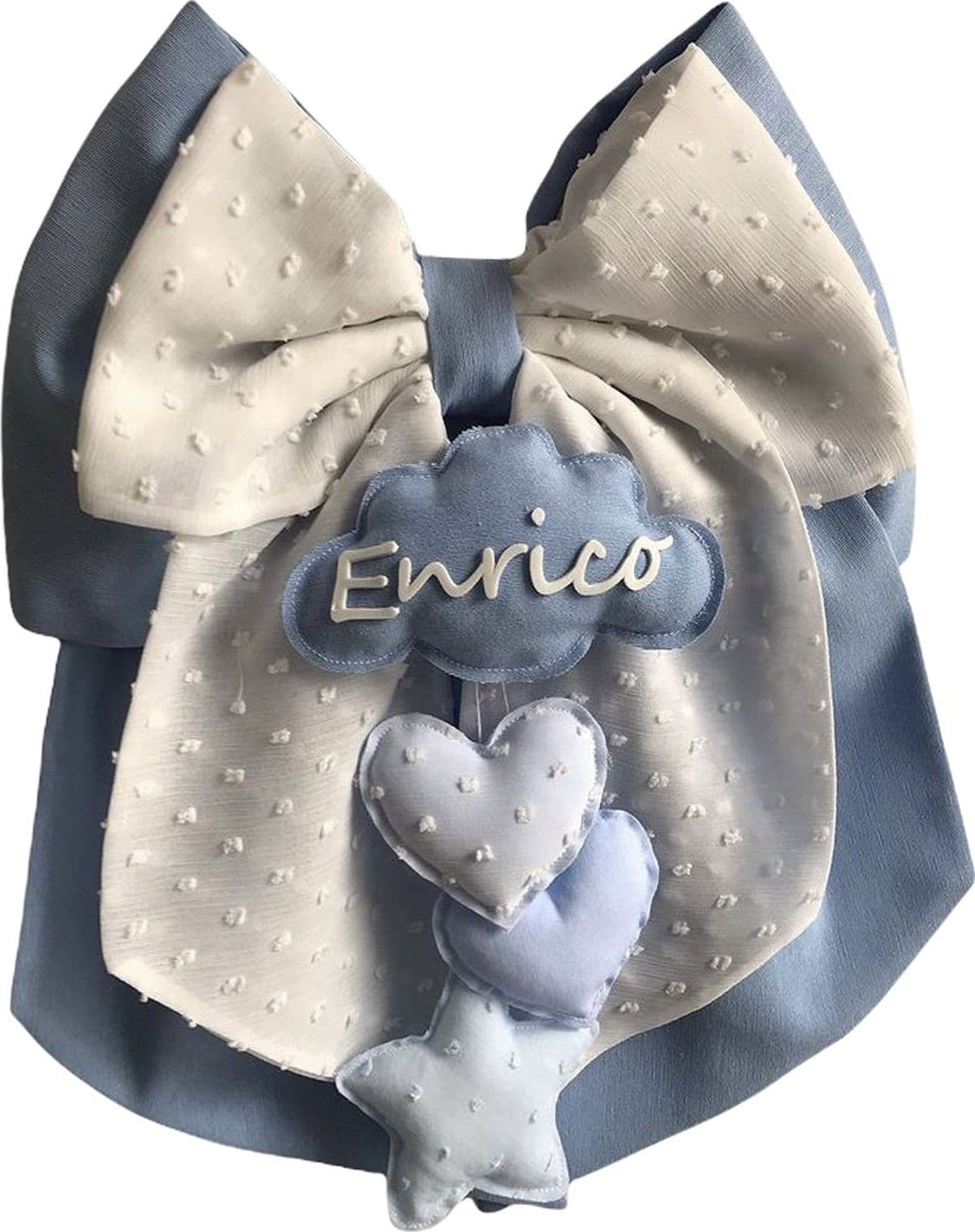 Fiocco nascita in cotone personalizzabile fatto a mano 35 x h 40 cm "Made in Italy" - 99