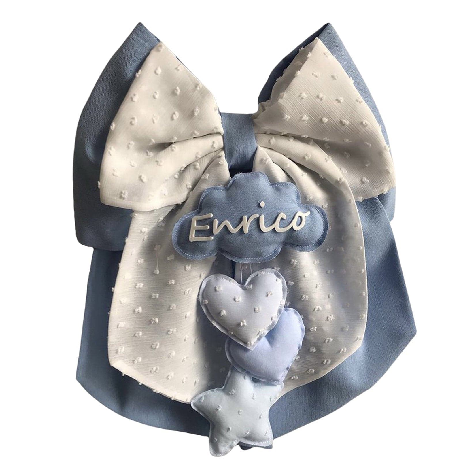 Fiocco nascita in cotone personalizzabile fatto a mano 35 x h 40 cm "Made in Italy" - 99