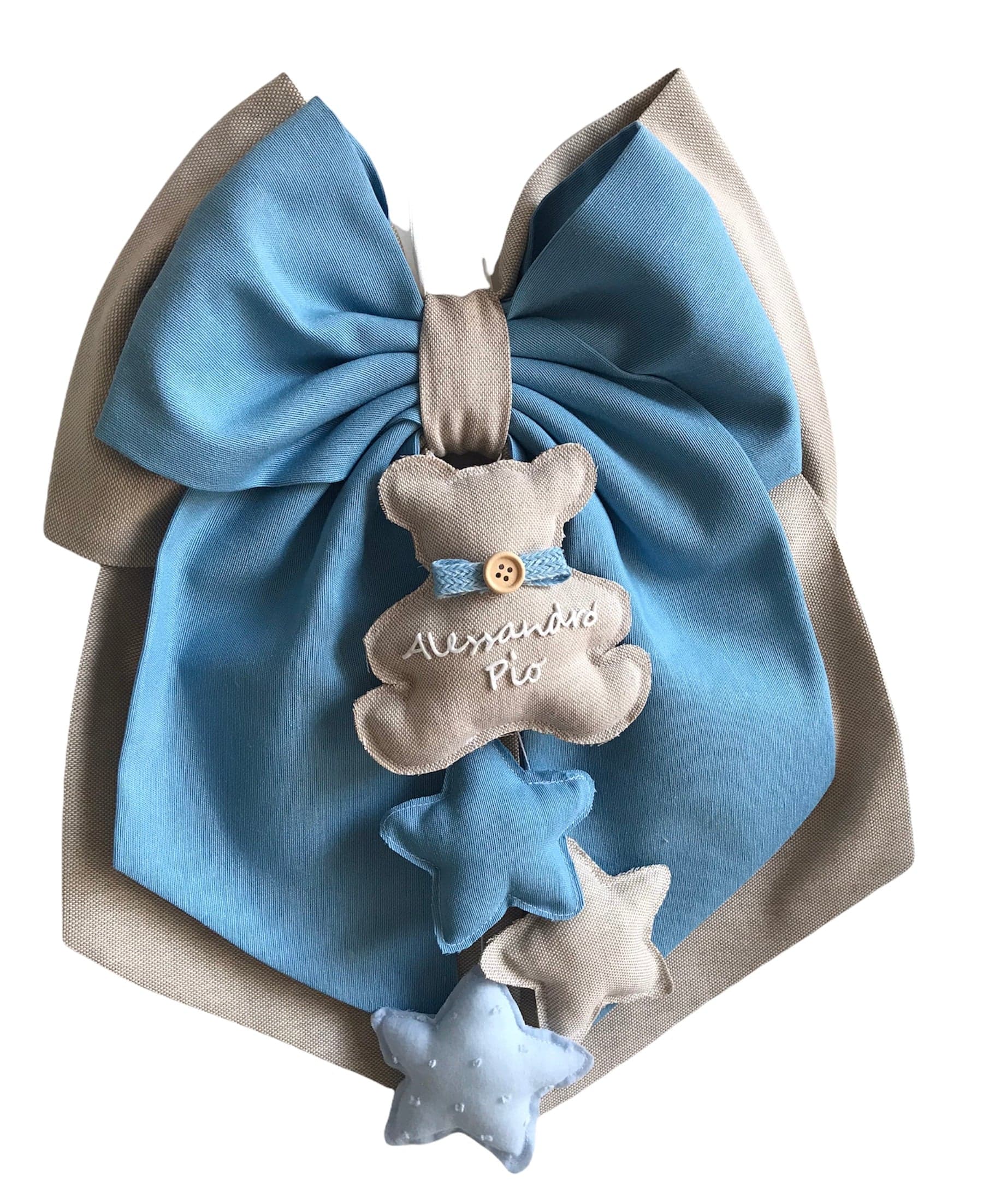 Fiocco nascita in cotone personalizzabile fatto a mano 35 x h 40 cm "Made in Italy" - 66