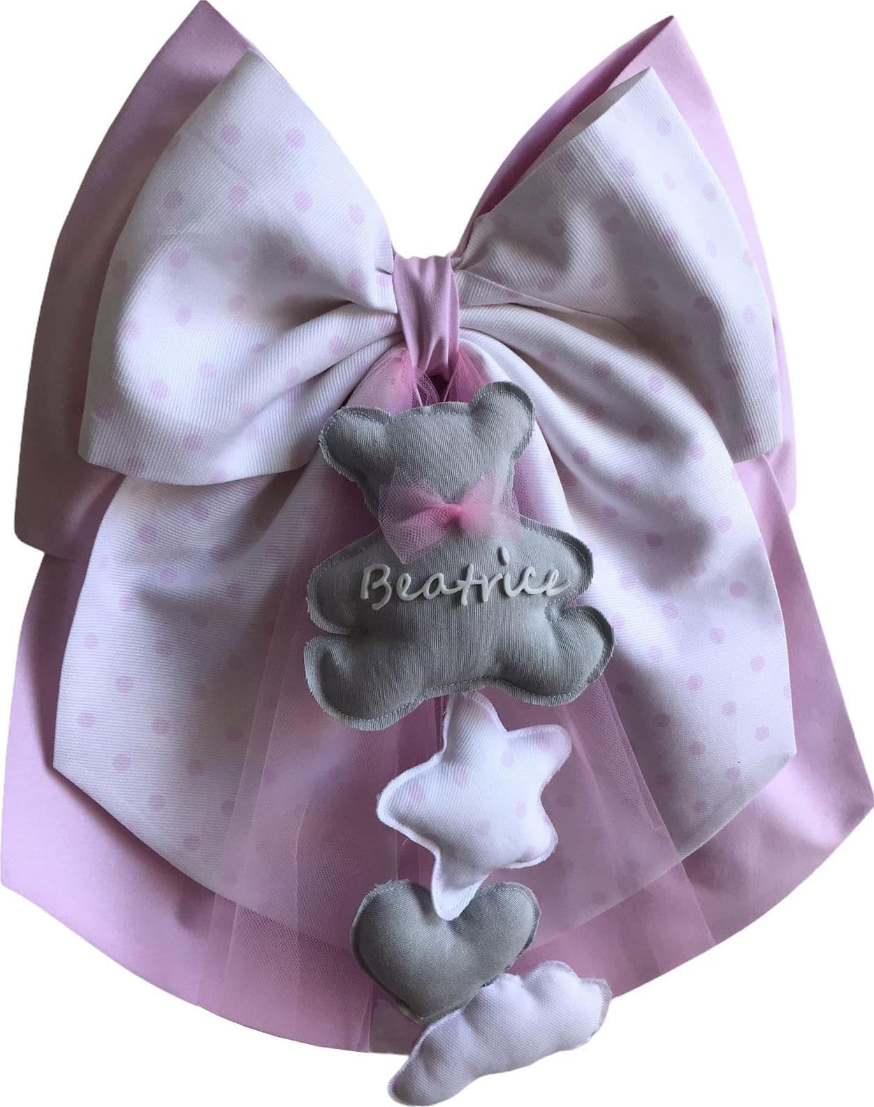 Fiocco nascita in cotone personalizzabile fatto a mano 35 x h 40 cm "Made in Italy" - 90