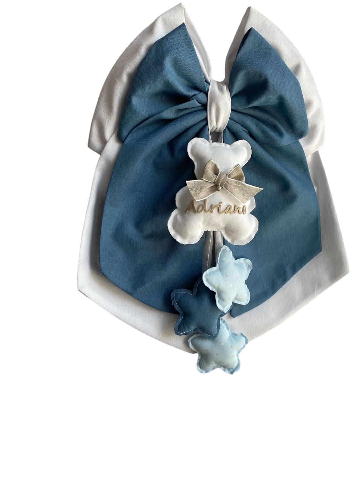 Fiocco nascita in cotone personalizzabile fatto a mano 35 x h 40 cm "Made in Italy" - 113