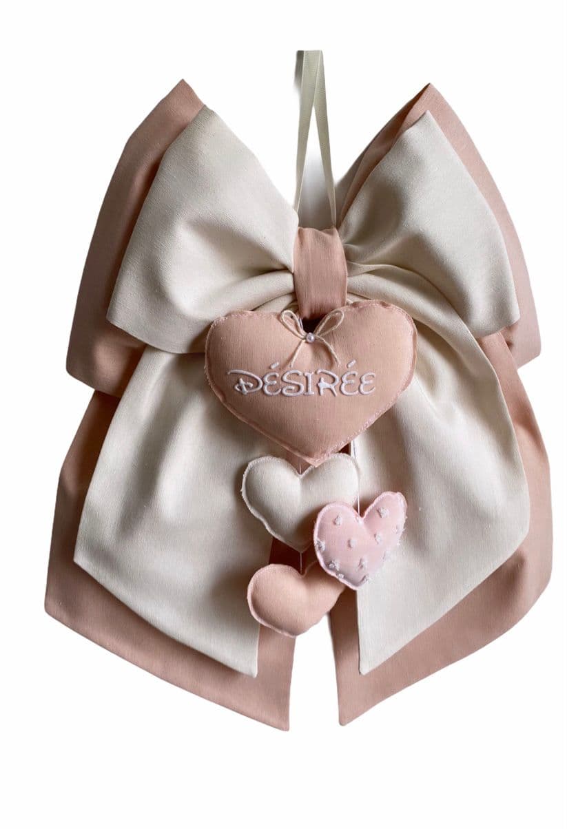 Fiocco nascita in cotone personalizzabile fatto a mano 35 x h 40 cm "Made in Italy" - 53