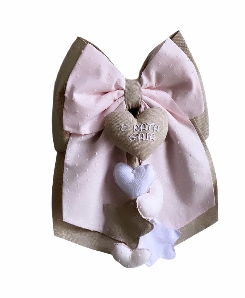 Fiocco nascita in cotone personalizzabile fatto a mano 35 x h 40 cm "Made in Italy" - 60