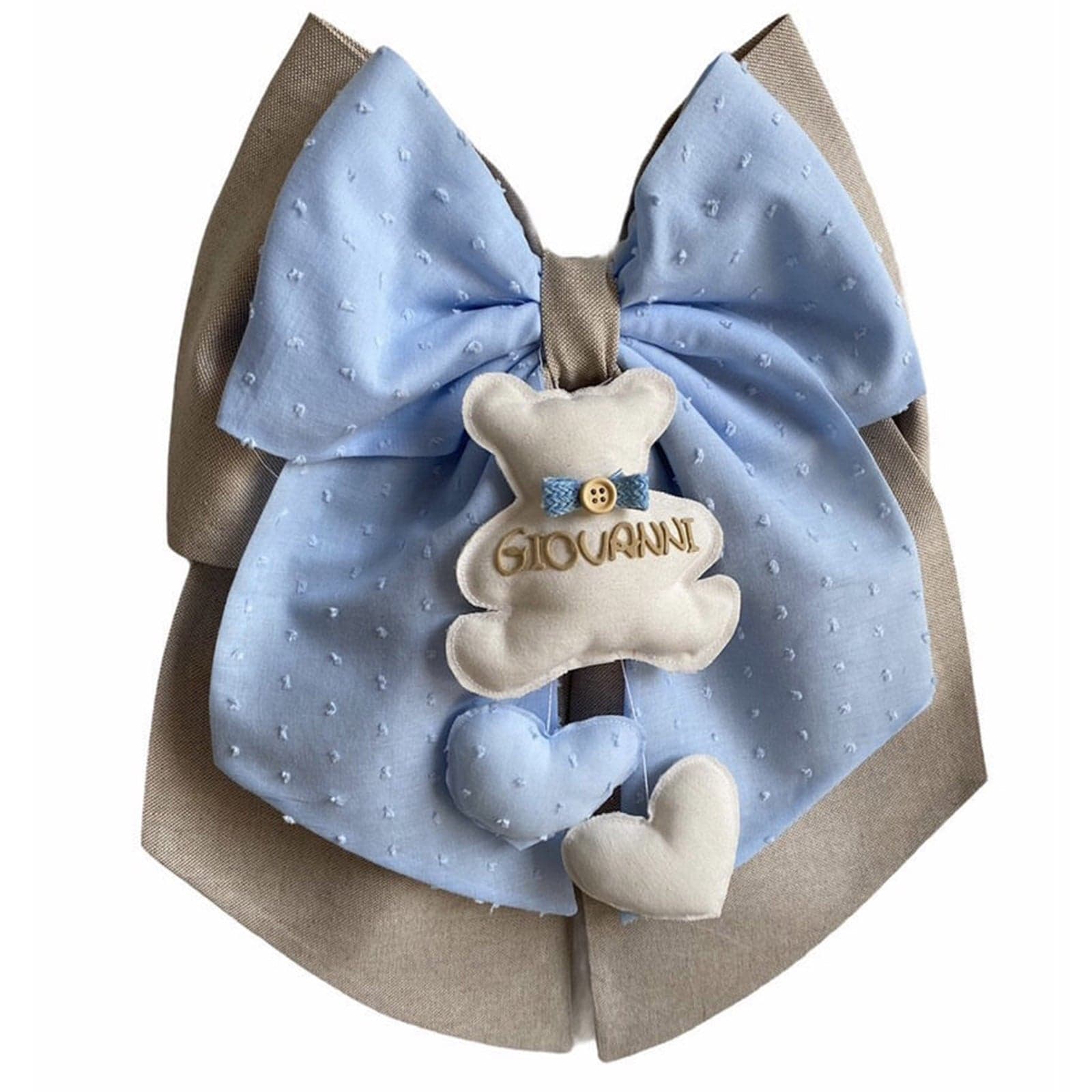 Fiocco nascita in cotone personalizzabile fatto a mano 35 x h 40 cm "Made in Italy" - 77