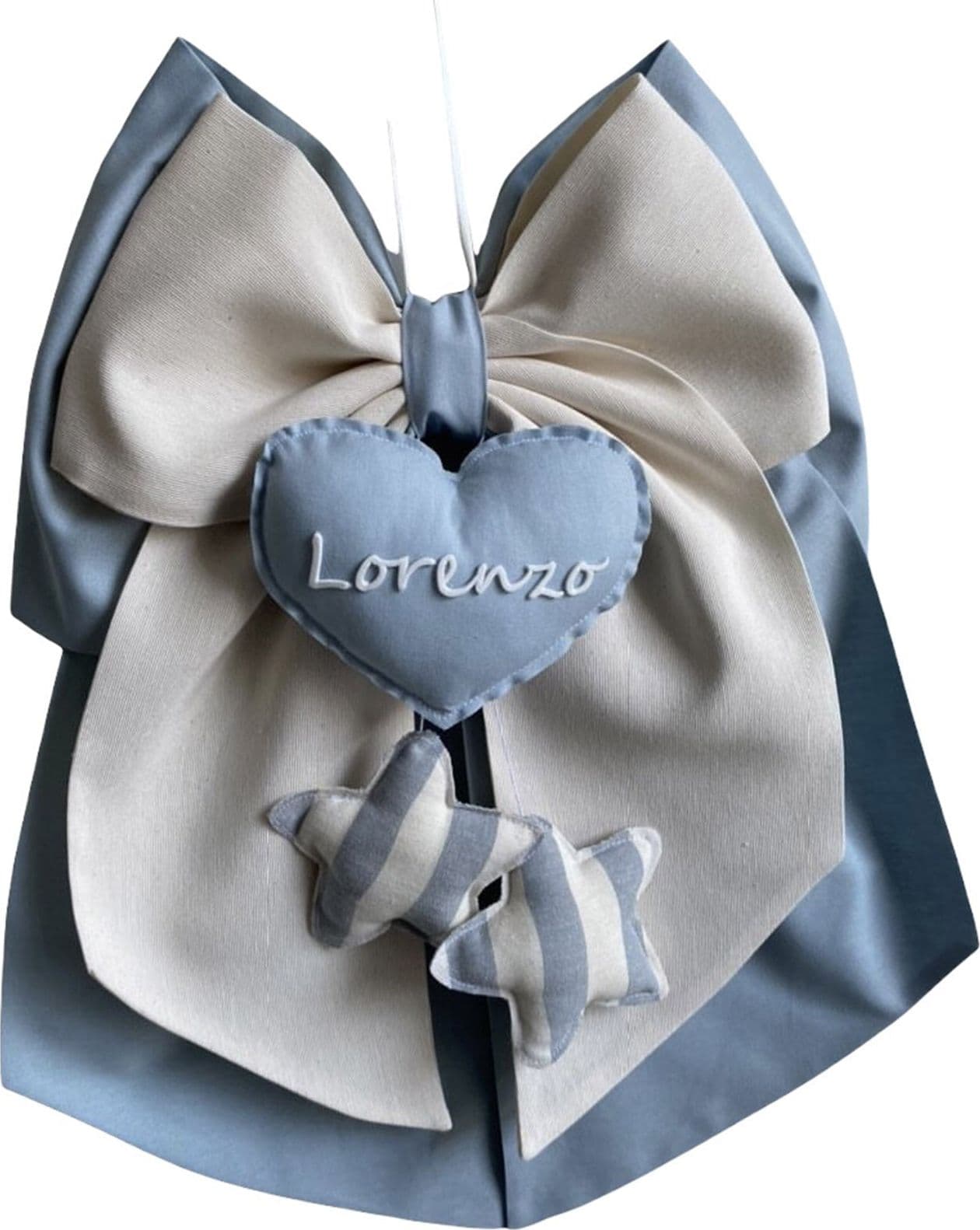 Fiocco nascita in cotone personalizzabile fatto a mano 35 x h 40 cm "Made in Italy" - 95
