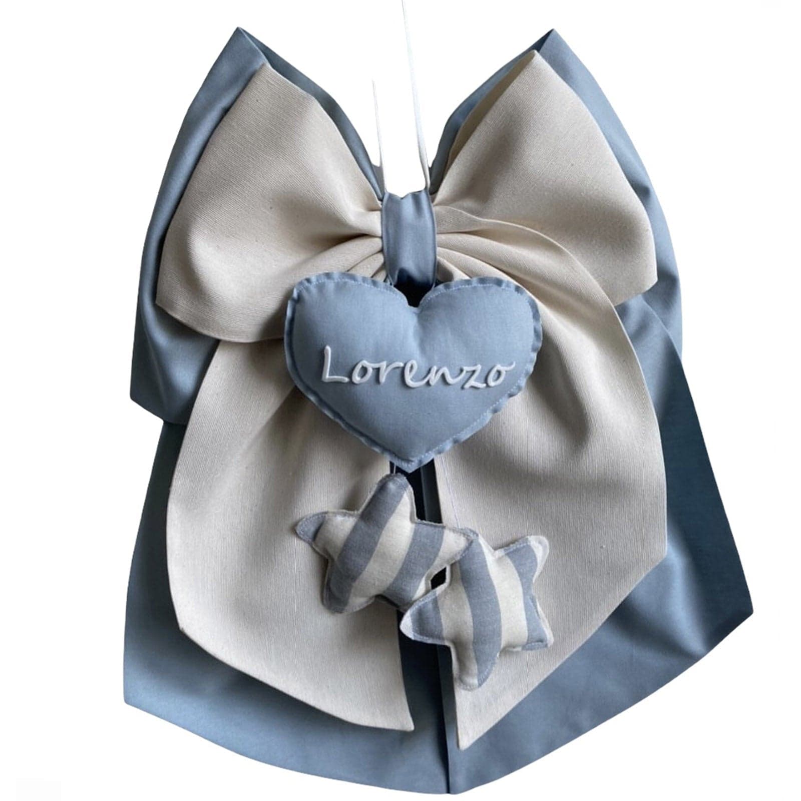 Fiocco nascita in cotone personalizzabile fatto a mano 35 x h 40 cm "Made in Italy" - 95